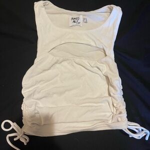 PRINCESS POLLY Cream/white Ruched Tank Top!
